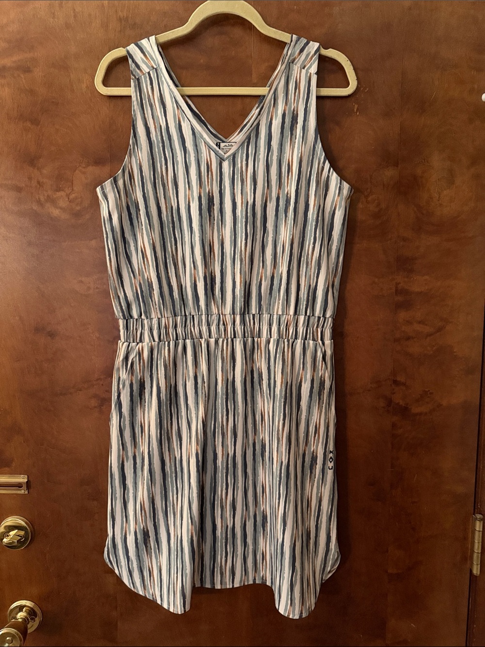 Kavu Striped V-Neck Midi Dress